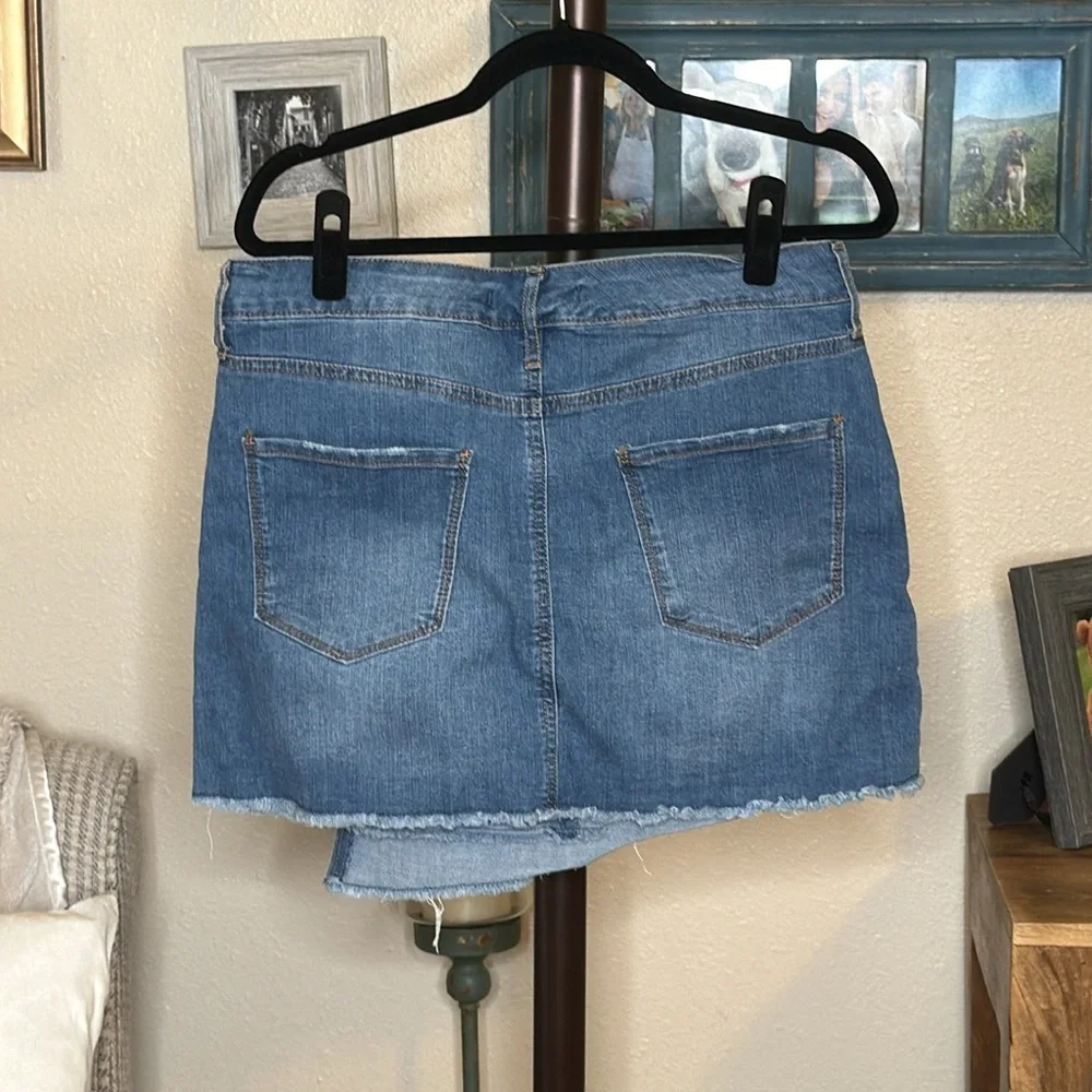 Energie | Faux Wrap Blue Jean Mini Skirt Size 13